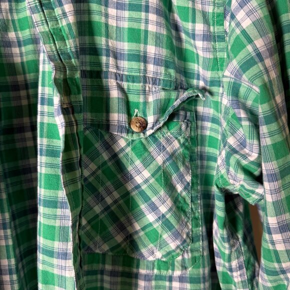 C.C. Filson Co Long Sleeve Button Down Green White Navy Plaid Sz. Large - Picture 8 of 9